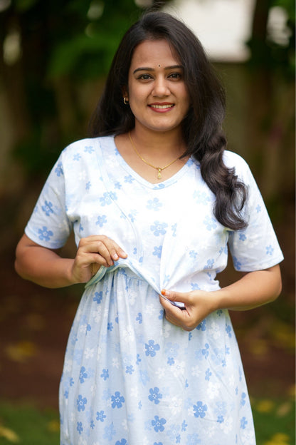 Pre Book - MATERNITY ATTACHED COAT (Blue Daisy)