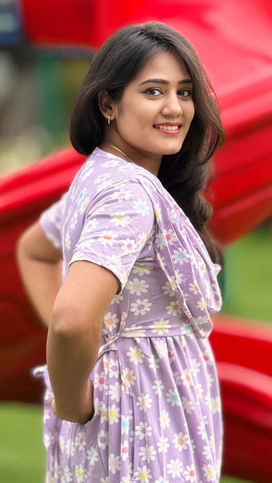 Floral Purple (Zipless Maternity Shawl)