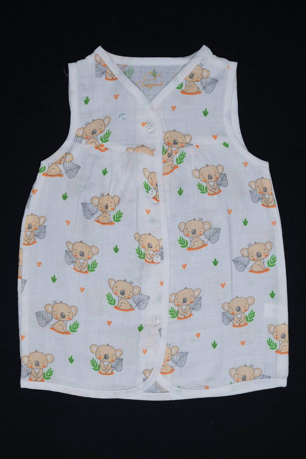 (3 Pc) Muslin Frock Front Open
