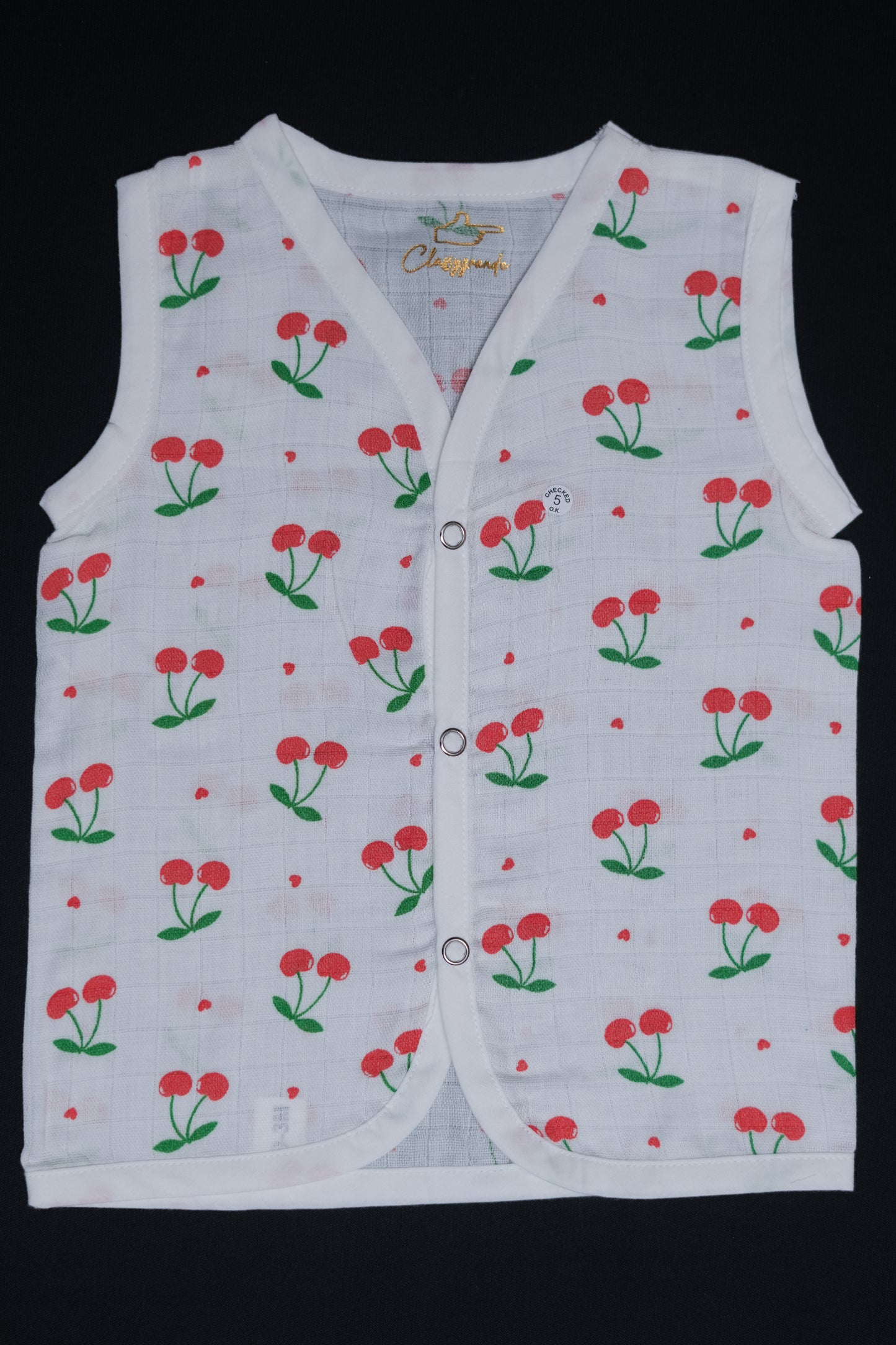 (3 Pc) Muslin Snap Button Jabla Sleeve Less