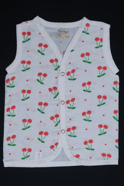 (3 Pc) Muslin Snap Button Jabla Sleeve Less