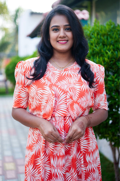 MATERNITY ATTACHED COAT (Sunset Leaves)