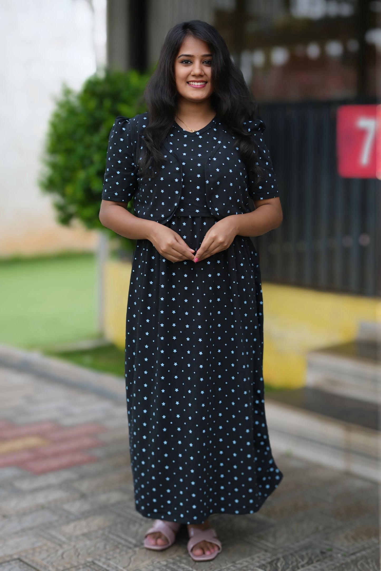 MATERNITY COAT (Premium Black with Bluora Star)