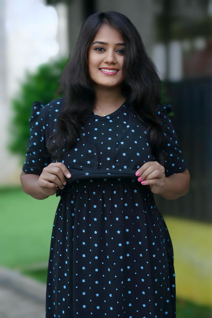 MATERNITY REMOVABLE COAT (Premium Black with Bluora Star)