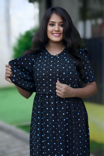 MATERNITY REMOVABLE COAT (Premium Black with Bluora Star)