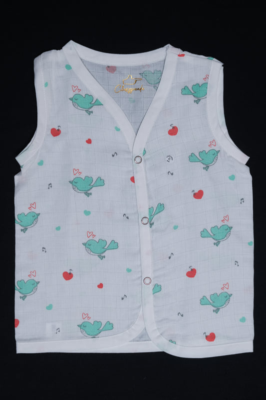 Muslin Snap Button Jabla Sleeve Less