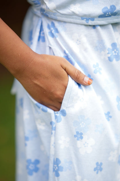 Pre Book - MATERNITY ATTACHED COAT (Blue Daisy)