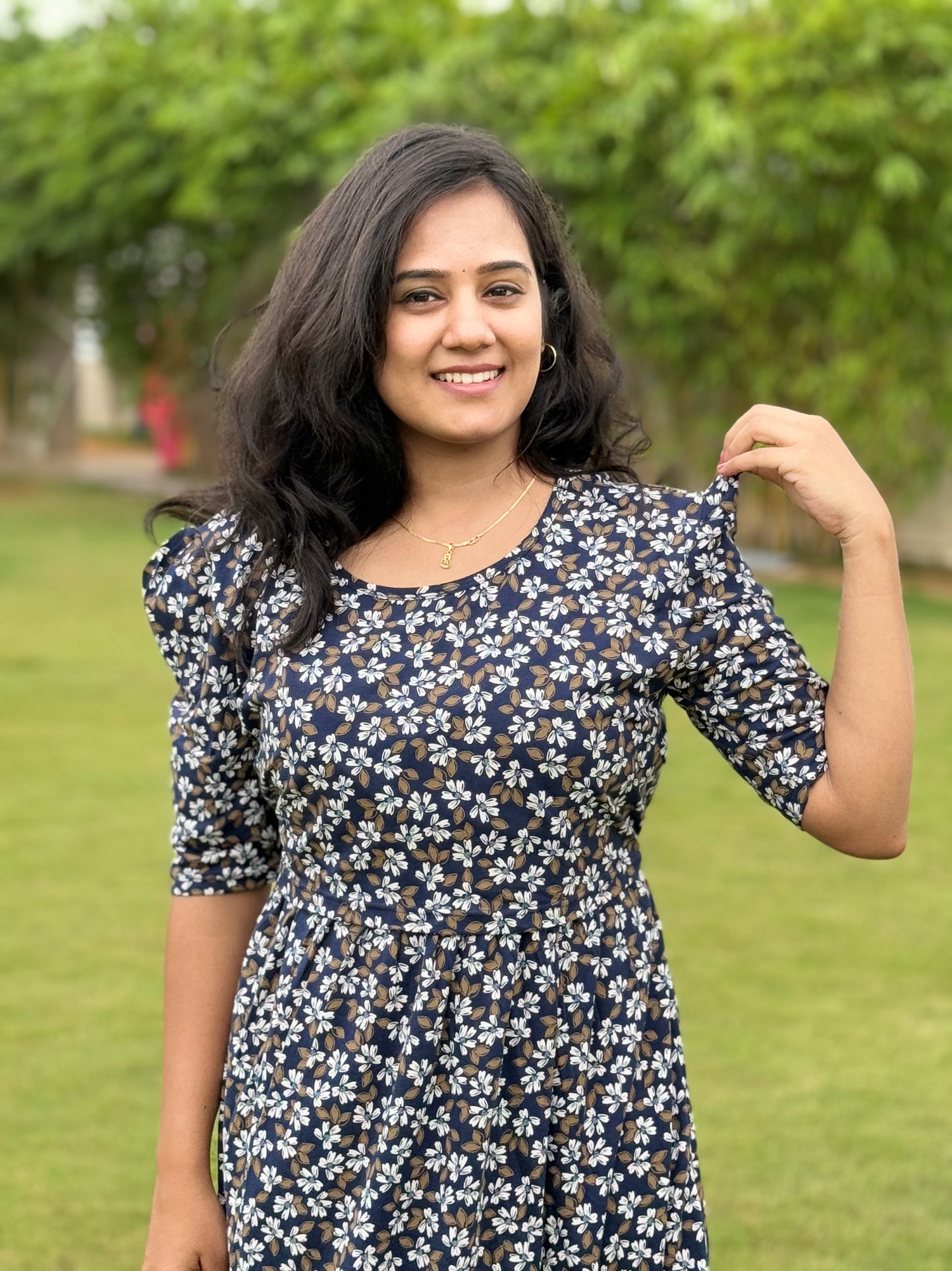 Zipless Maternity Puff with 3/4th Sleeve Thon Floral