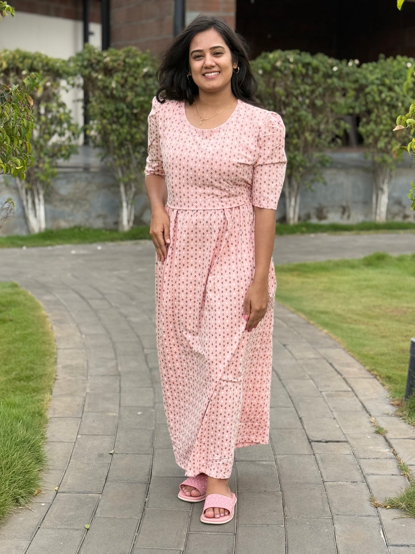 Zipless Maternity Puff with 3/4th Sleeve MILD Pink