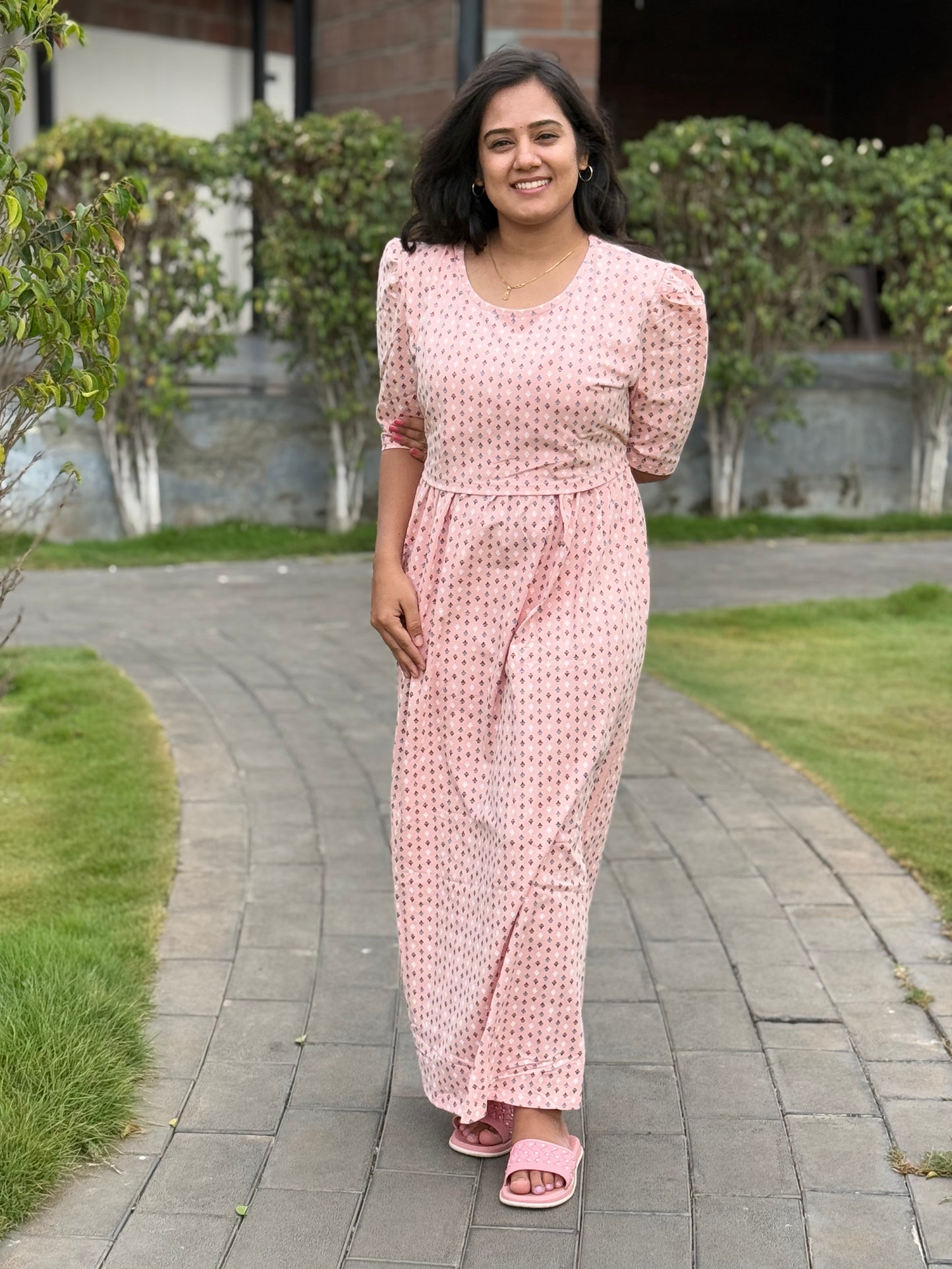 Zipless Maternity Puff with 3/4th Sleeve MILD Pink