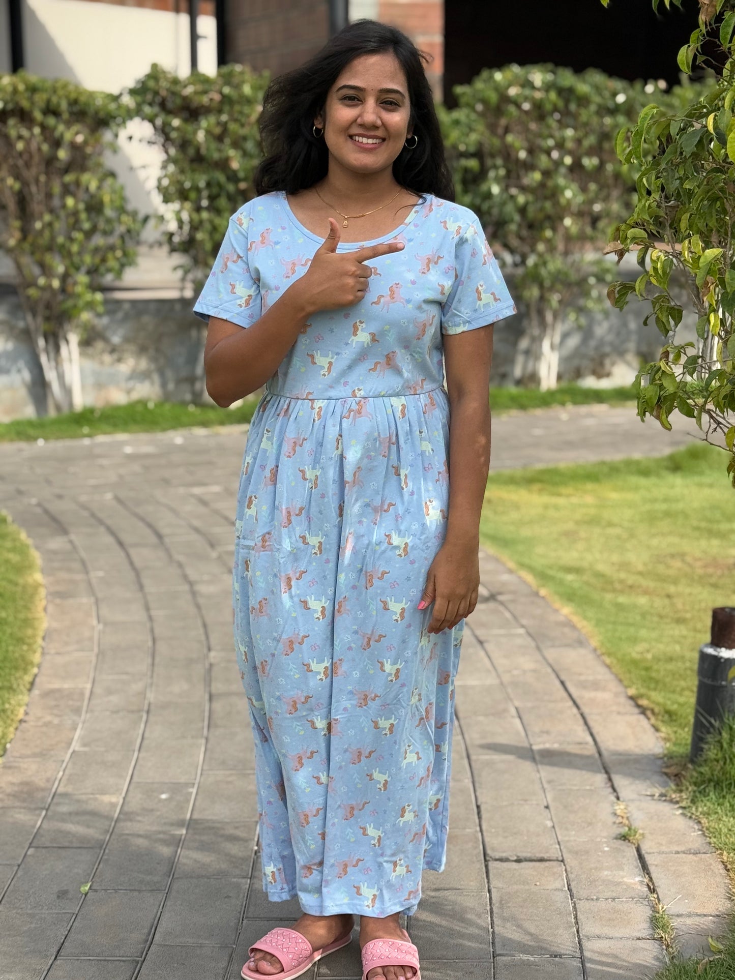 SOFT COTTON MAXI WEAR WITH SKY BLUE TOY