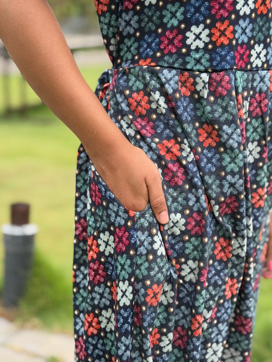 SOFT COTTON MAXI WEAR BLACKIE WITH COLOR PRINTED