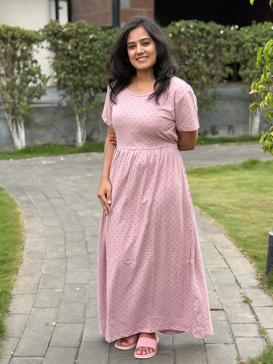 SOFT COTTON MAXI WEAR BLACK HEART WITH MILD PINK