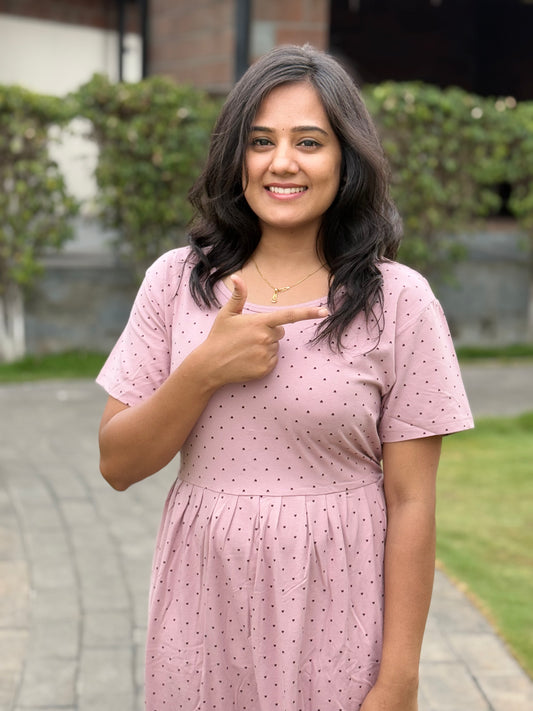 SOFT COTTON MAXI WEAR BLACK HEART WITH MILD PINK