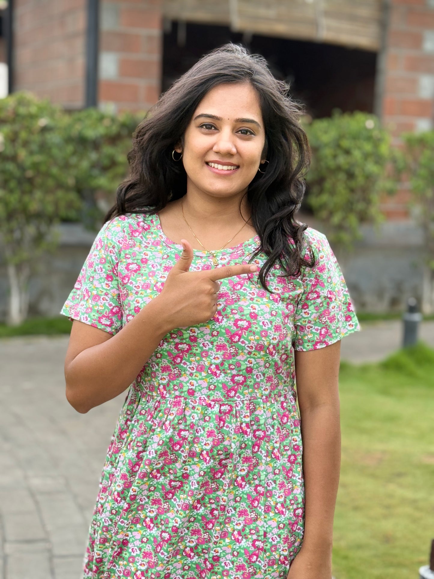 SOFT COTTON MAXI WEAR WITH GREENY WITH FLORAL PRINTED