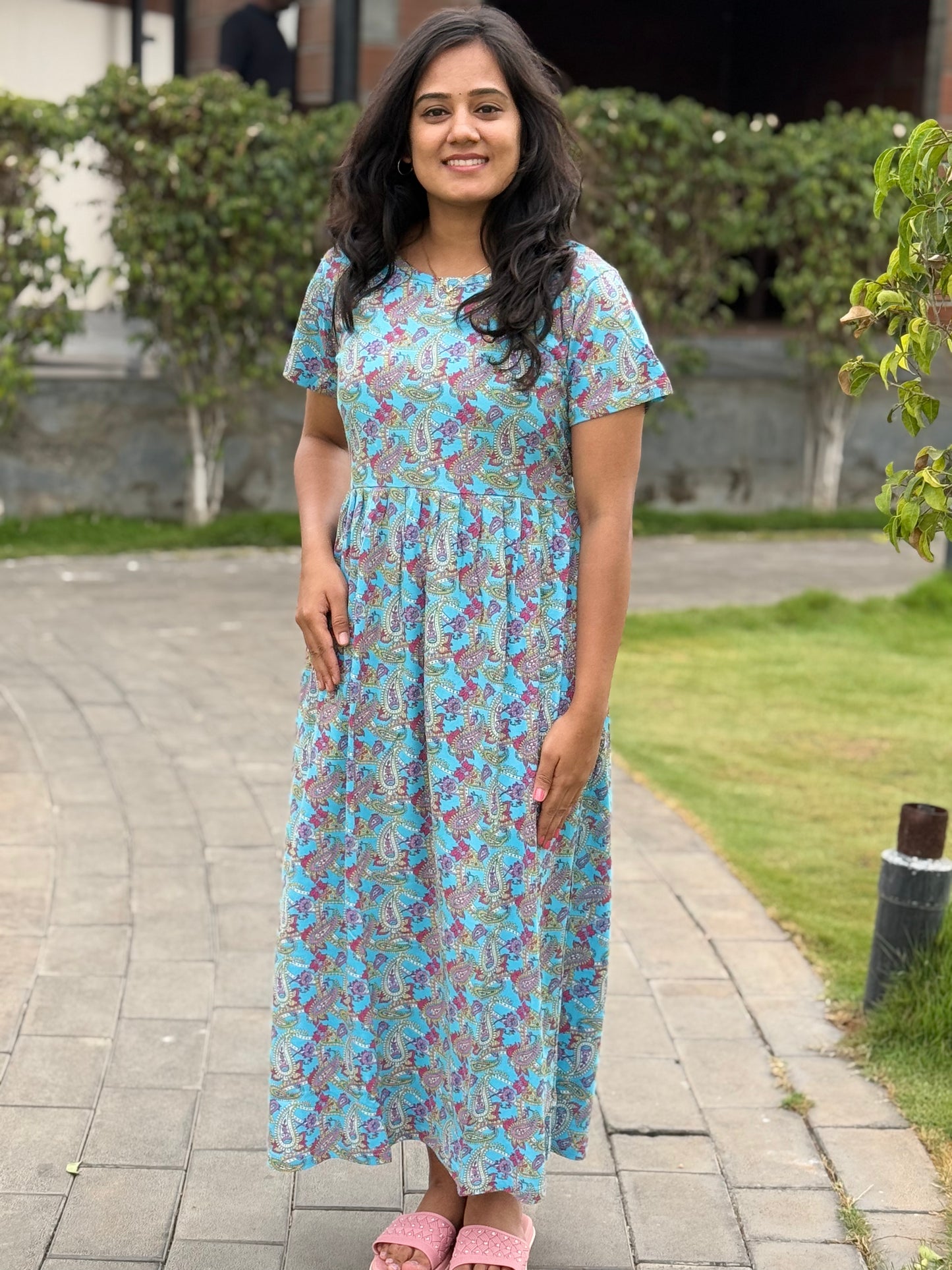 SOFT COTTON MAXI WEAR WITH PEACOCK BLUE