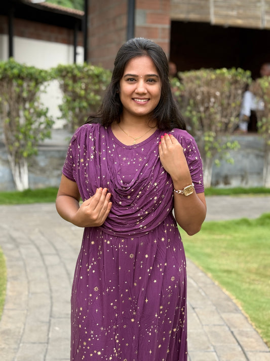Dupatta Zipless Maternity with Dark Purple Star