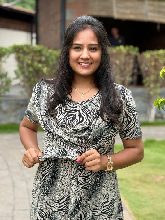 Dupatta Zipless Maternity with Black Mild Sandal Design
