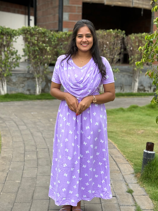 ATTACHED SHAWL NON FEEDING WITH BUTTERFLY PURPLE