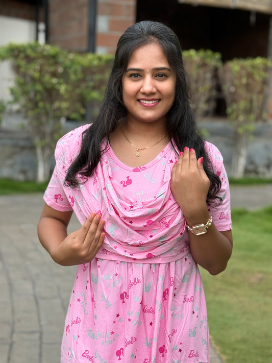 Dupatta Zipless Maternity with Barbie Pink