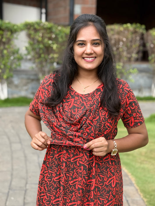 Dupatta Zipless Maternity with Meron Red Heart