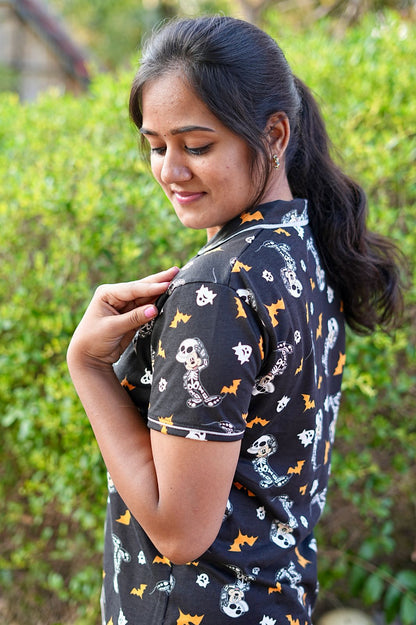 COLLAR PYJAMA SET DRESS