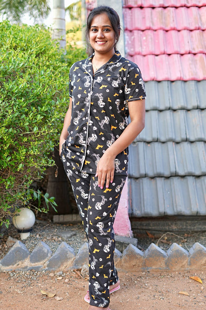 COLLAR PYJAMA SET DRESS