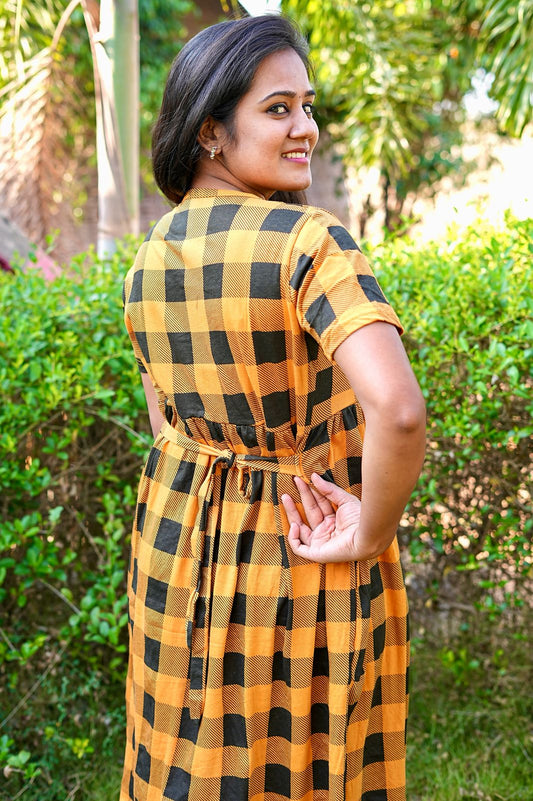 YELLOWISH GREY COMBO MAXI LOUNGE WEAR