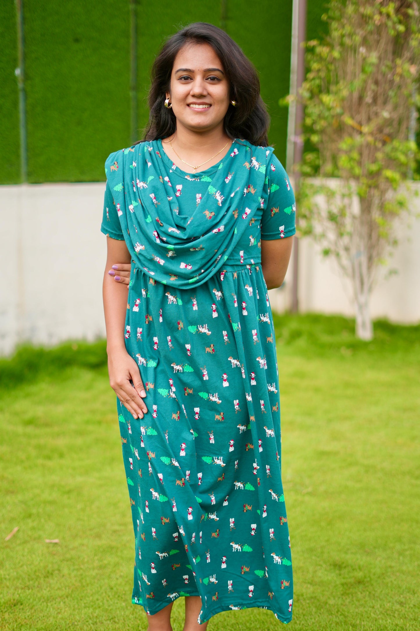 DUPATTA MAXI SOFT COTTON LOUNGE WEAR DARK GREENY TOY