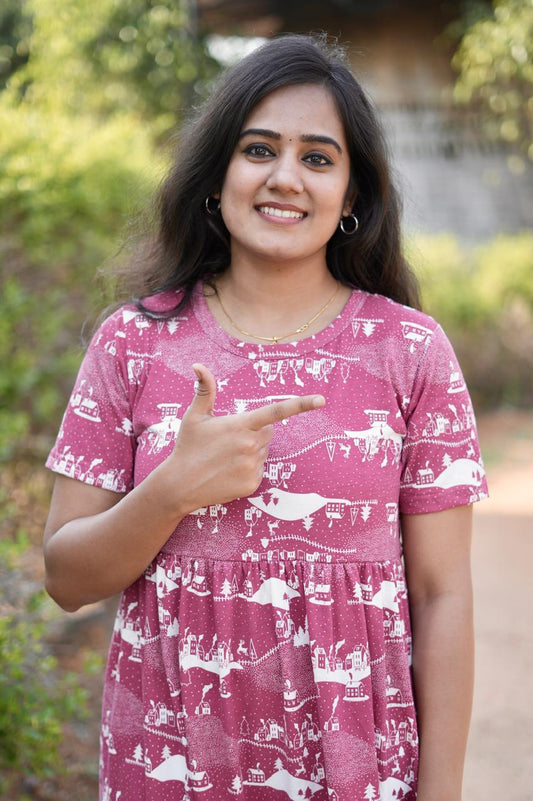Soft Cotton Maxi Style with Rose Pattern