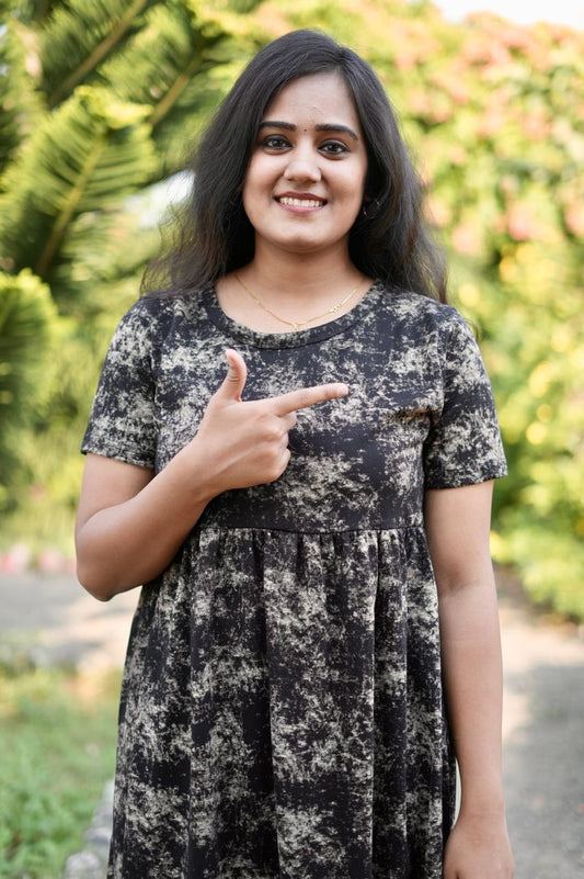 Soft Cotton Kurta Maxi Style with Premium Acid shaded Blackie Brown