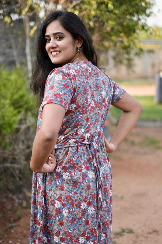 Premium Maternity Zipless Lounge Wear Floral Brownie