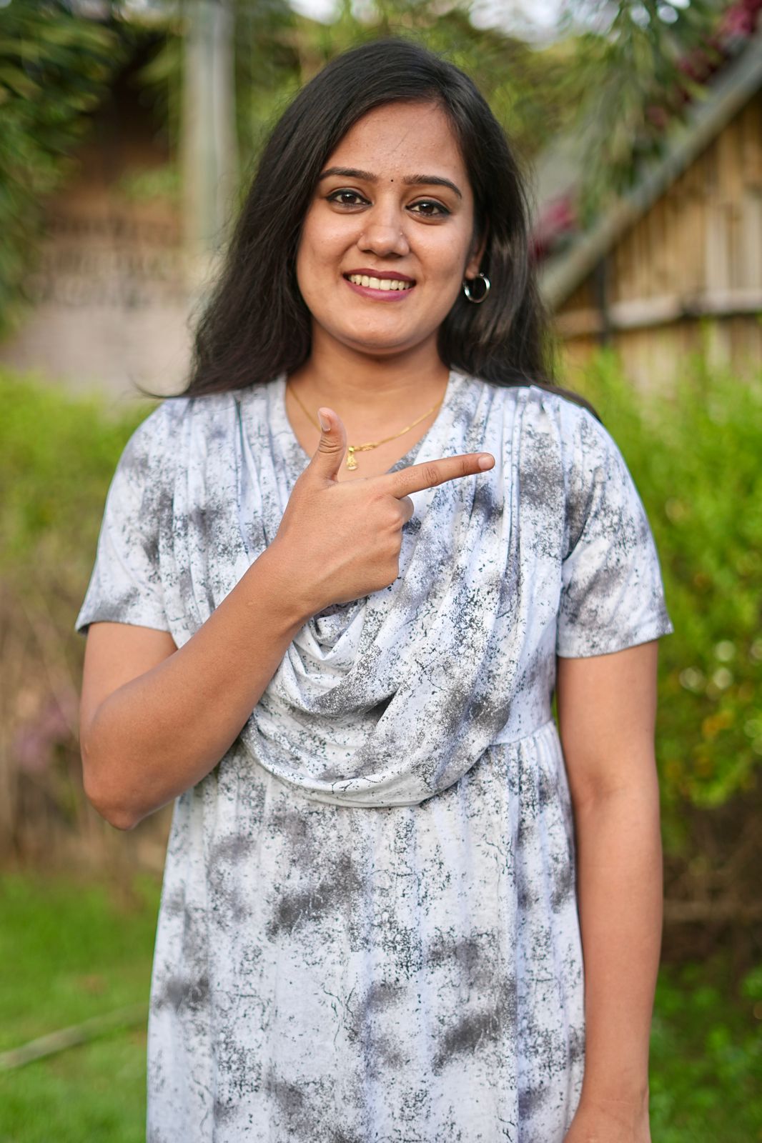 DUPATTA TYPE MAXI COTTON LOUNGE WEAR WITH ACID SHADED WHITY BLACK