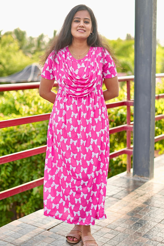 DUPATTA MAXI COTTON LOUNGE WEAR WITH PINKY BUTTERFLY
