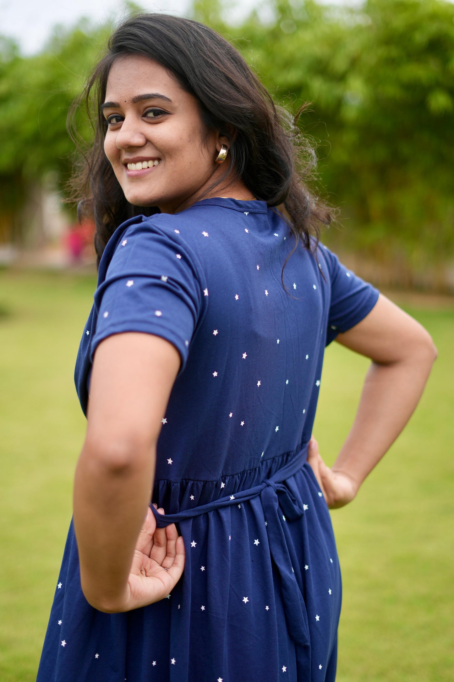 Dupatta Zipless Maternity with Navy Star
