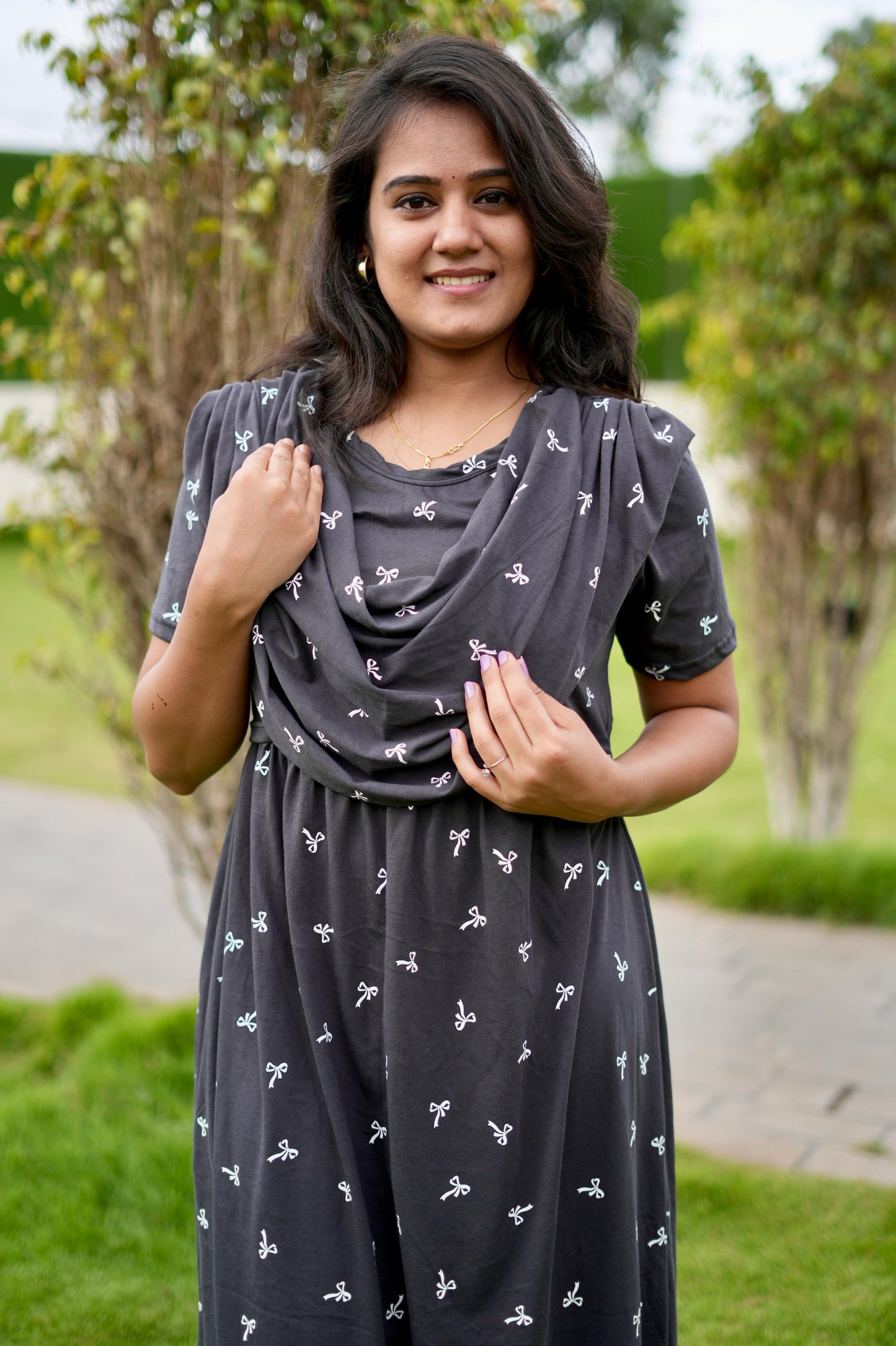 Dupatta Zipless Maternity with Dark Grey