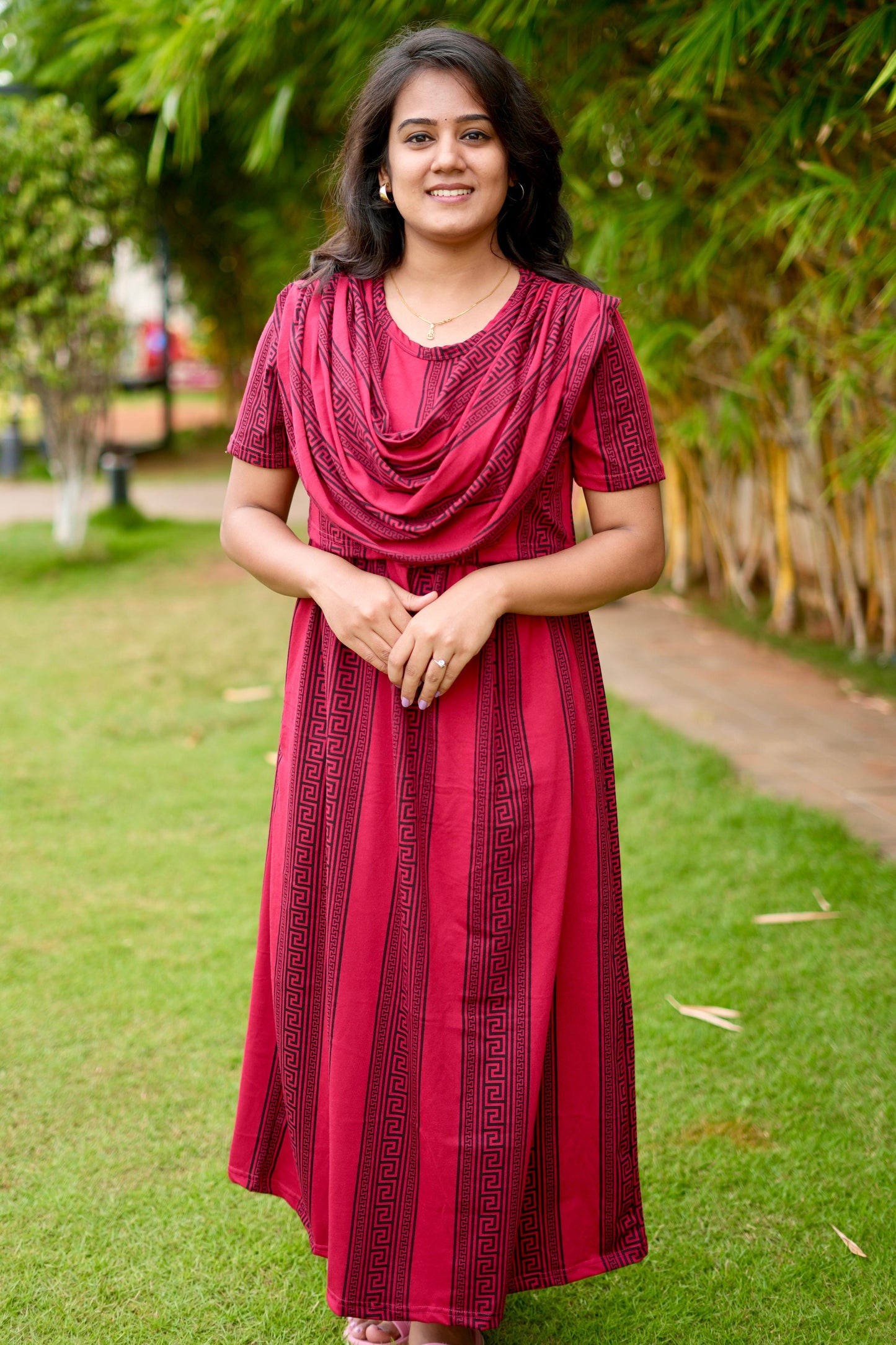 Dupatta Zipless Maternity with Reddish Black