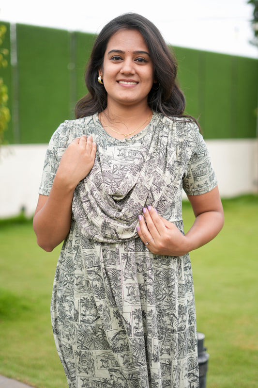 DUPATTA MAXI SOFT COTTON LOUNGE WEAR WITH GREENY TREE