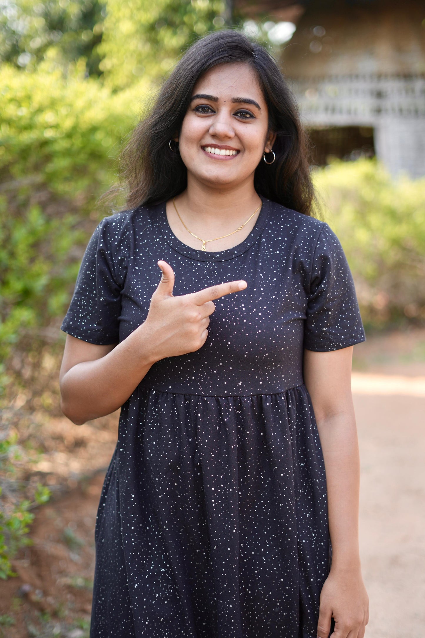 Soft Cotton Maxi Style with Dotted Glitter Black