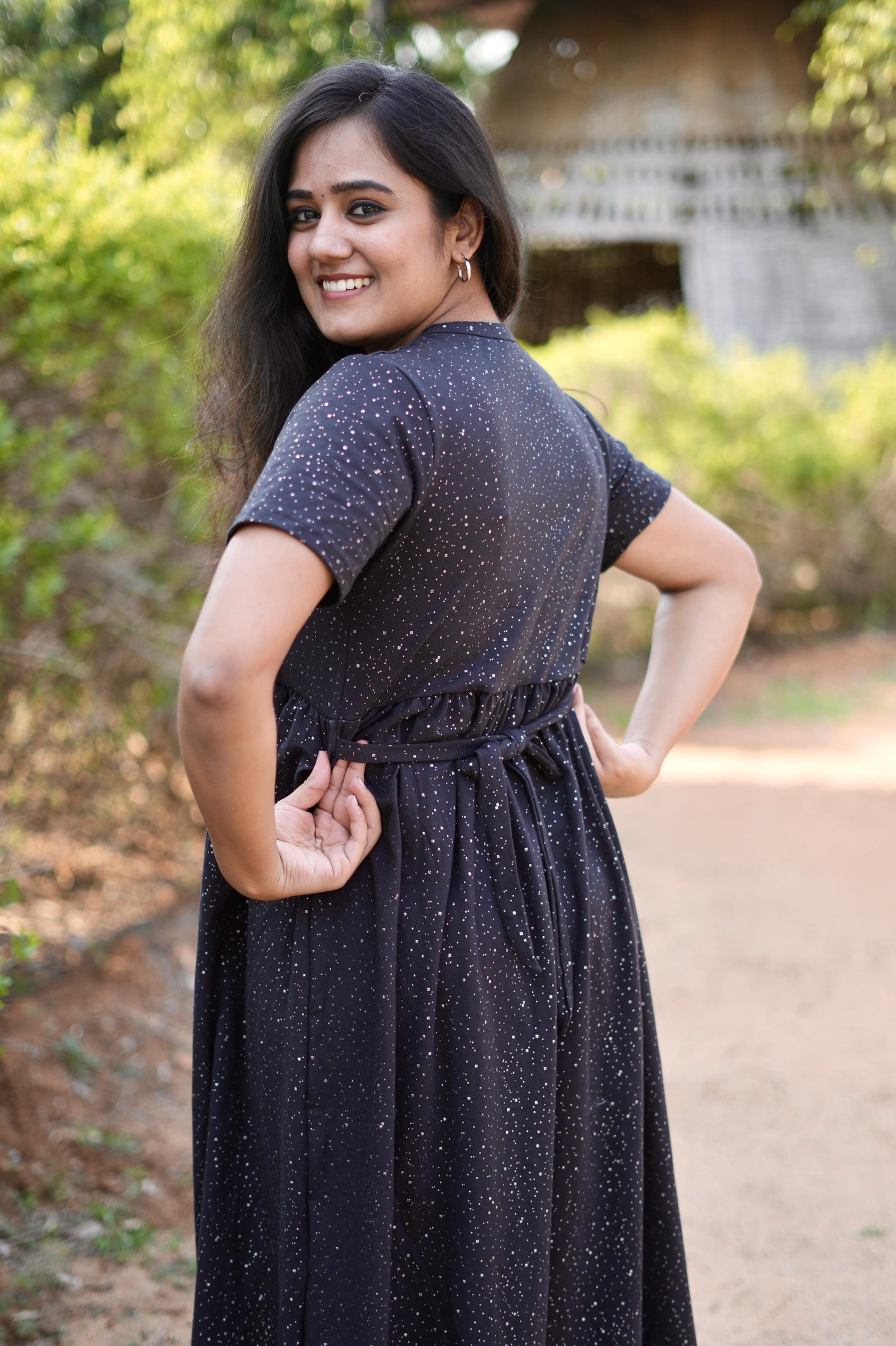 Soft Cotton Maxi Style with Dotted Glitter Black