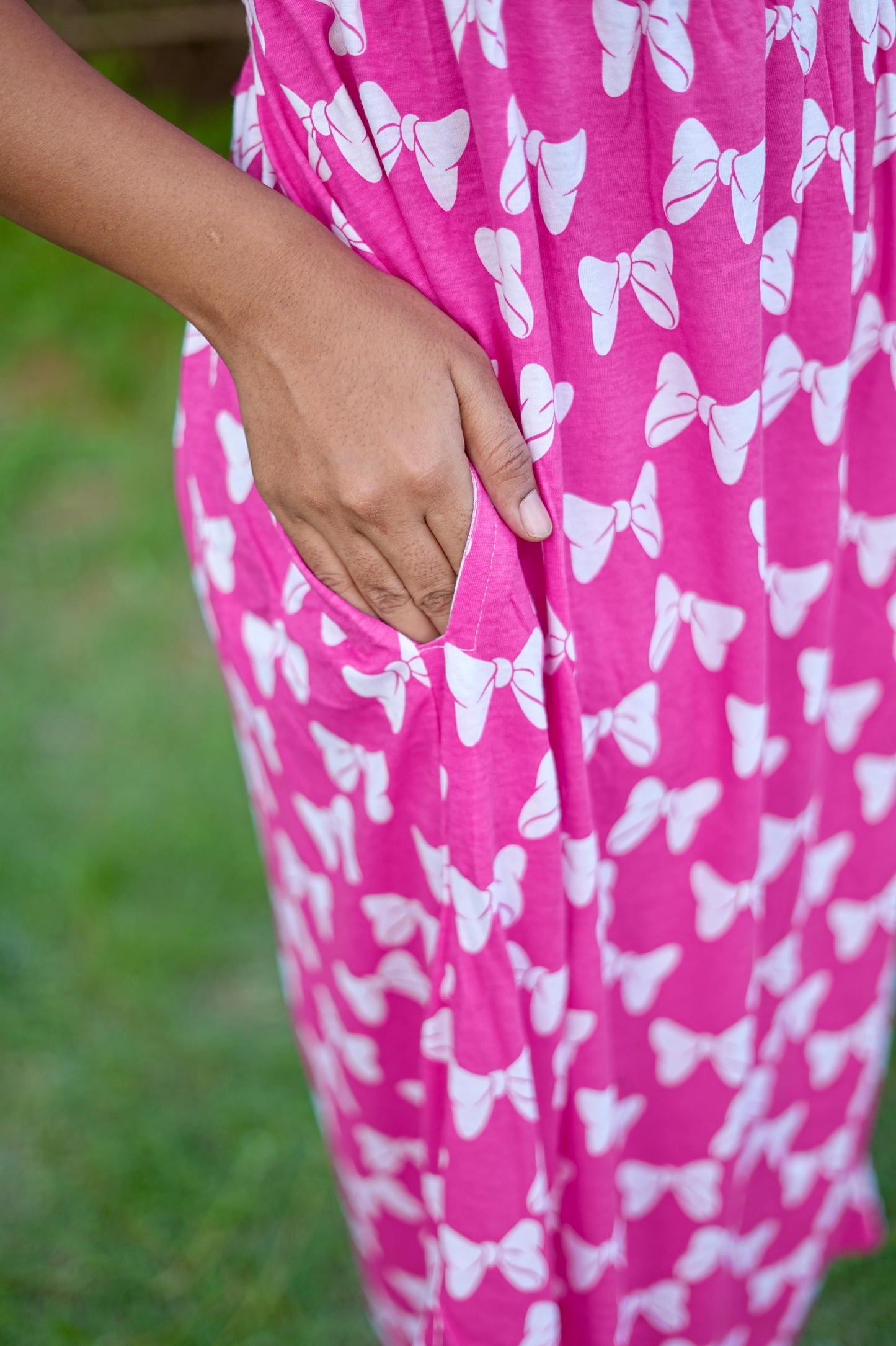 PUFF TYPE MAXI COTTON LOUNGE WEAR WITH BUTTERFLY PINKY