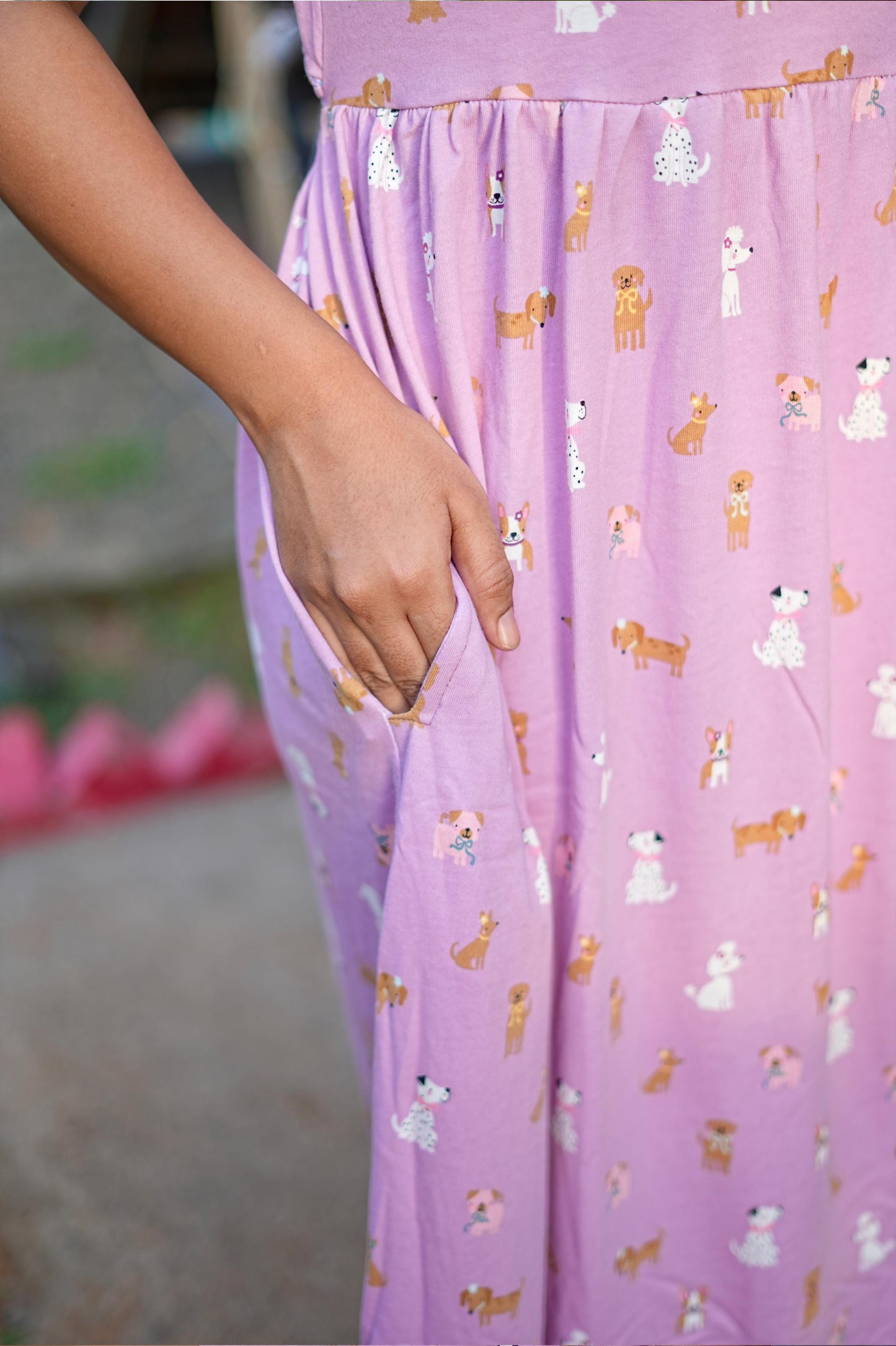 PUFF TYPE MAXI COTTON LOUNGE WEAR WITH PUPPY PINK