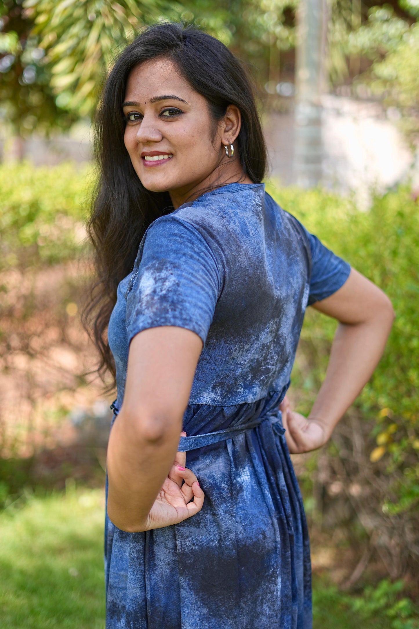 Frill Type Maternity Zipless Lounge Wear for ACID SHADED NAVY GLOW