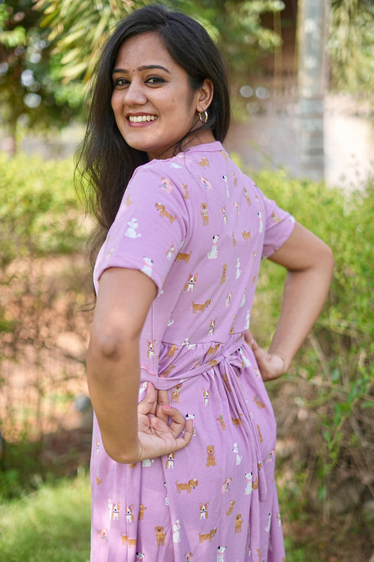 Frill Type Maternity Zipless Lounge Wear for Baby Pink