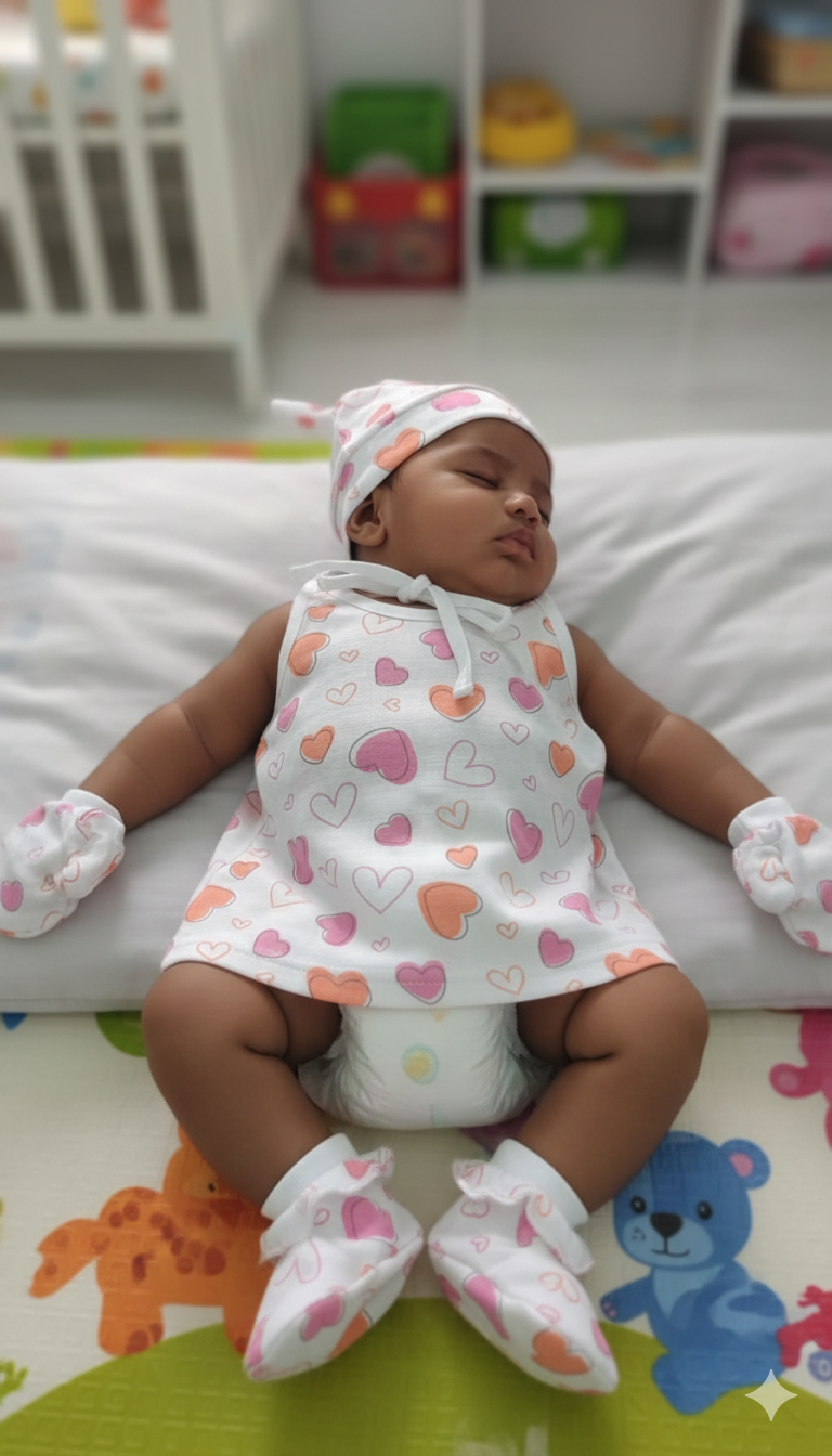 Muslin Jabla Knotted (Only Booties, Mittens, Frill Cap)