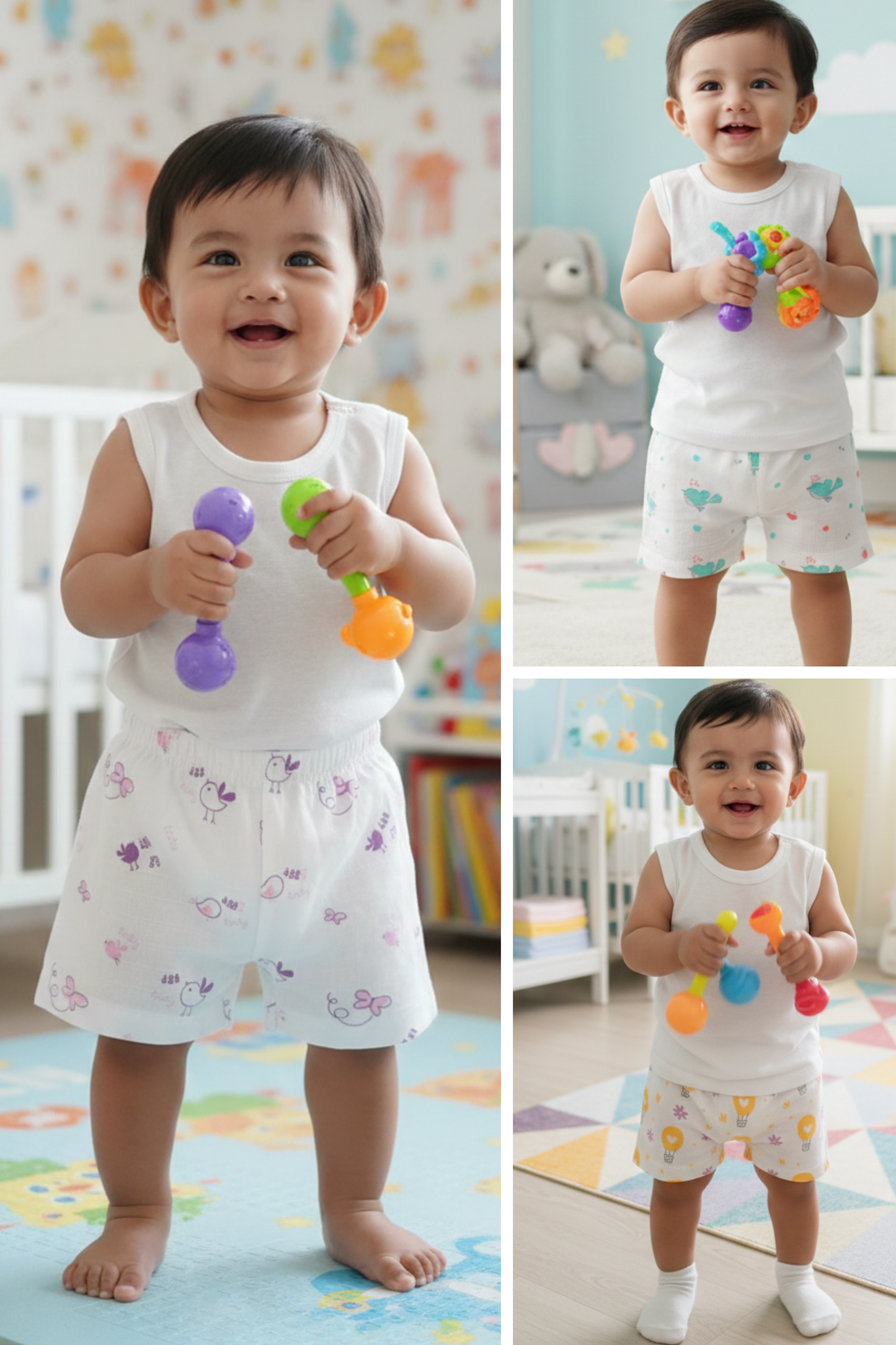 (3 Pc) Muslin Shorts