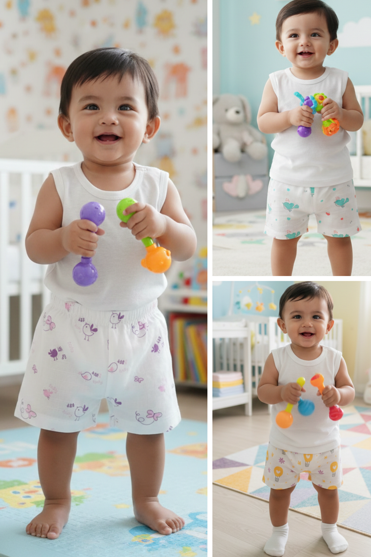 (3 Pc) Muslin Shorts