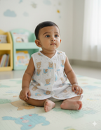(3 Pc) Muslin Frock Front Open