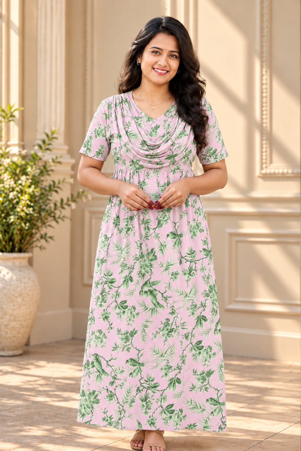 Pink garden (Casual Loungewear Shawl)