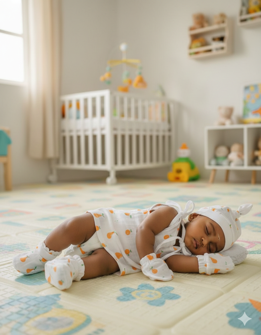 Muslin Jabla Knotted (Only Booties, Mittens, Frill Cap)